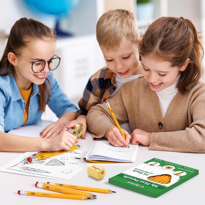 V-Opitos 28 Pack Jumbo #2 HB Pencils for Kids, Triangle Shape Pre-sharpened Wood-Cased Pencil with Top Eraser, Toddler First Pencils, Ideal Home, Kindergartens, School Classroom Supplies