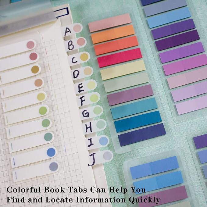 ELII 3200pcs Books Tabs for Annotating,Sticky Tabs Clear Sticky Notes, Morandi Page Markers for Notebooks, Multi-Colored Writable and Repositionable Book Flags Strip (3200pcs)
