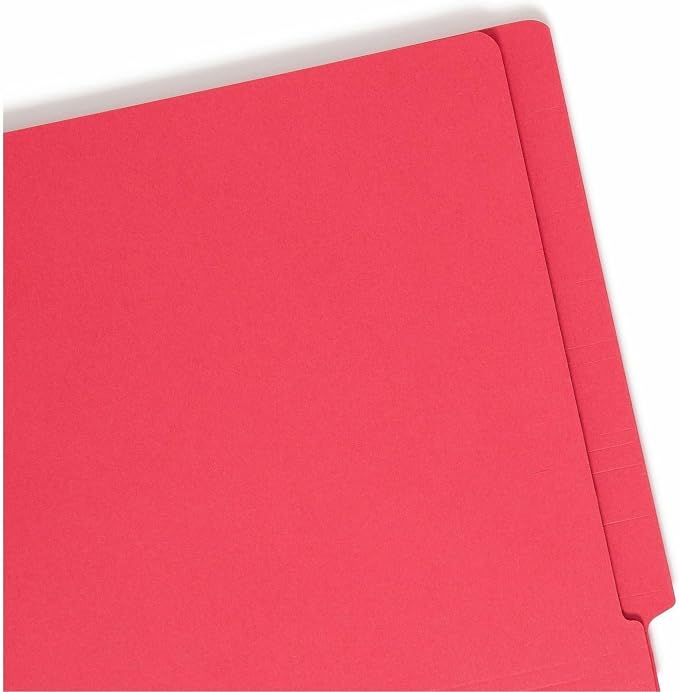 Smead End Tab Fastener File Folder, Shelf-Master® Reinforced Straight-Cut Tab, 2 Fasteners, Letter Size, Red, 50 per Box (25740)