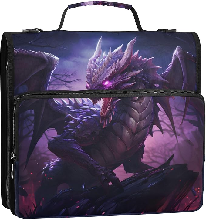 Dragon Purple 3 Ring Binder Bag 1.5 inch Binder Organizer with Zipper Shoulder Strap 500 Sheet Documents Storage for School Office
