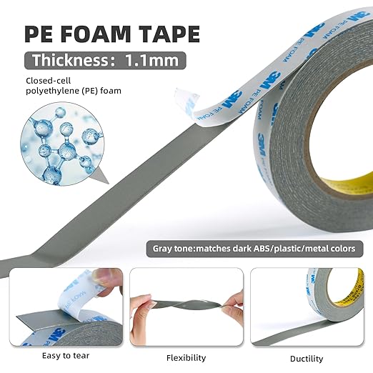 Heavy Duty Double Sided Foam Tape 2in×20Ft 2 Pack, Made of 3M PE Foam Mounting Tape for LED Strips, Signs, Home Decor, Waterproof Adhesive for Plastic, Metal, Glass, Indoor & Outdoor Use