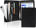 AZXCG Leather Padfolio for Men,Zippered Padfolio with 3 Ring Binder,Business Portfolio Organizer with A4 Writing Pad Holder, Portfolio Binder for Meeting,Business,School,Work