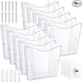 RattanView 10 Pack Acrylic Wall Pocket File Holders Single Pocket Wall Mount File Organizer Hanging Mail Magazines Organizers for Office Home Classroom(Transparent)