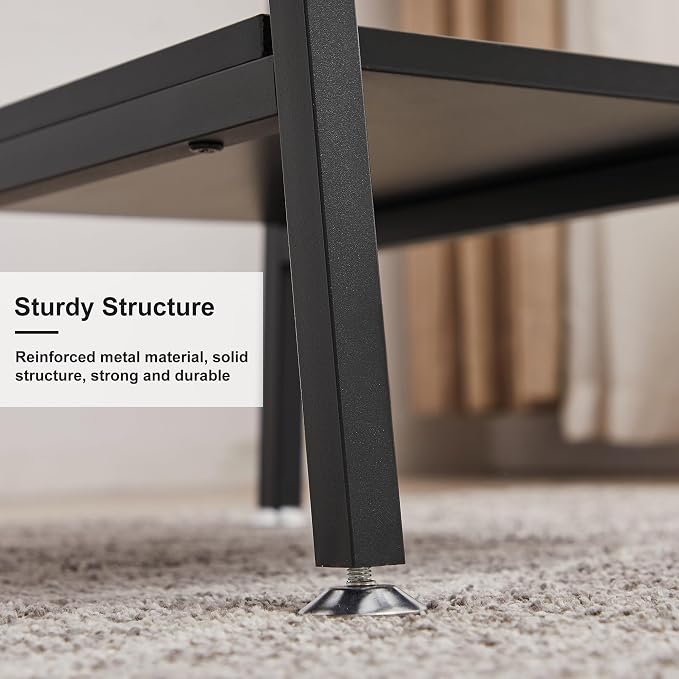 VECELO 43.1 Inch Computer Desk Home Office Black Study Desk Work Office Table with Shelves Wooden Desk for Bedroom