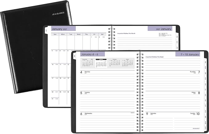 AT-A-GLANCE 2027 Planner Refillable, Weekly & Monthly, 7.5" x 9.25", Executive, DayMinder, Black (G5450027)