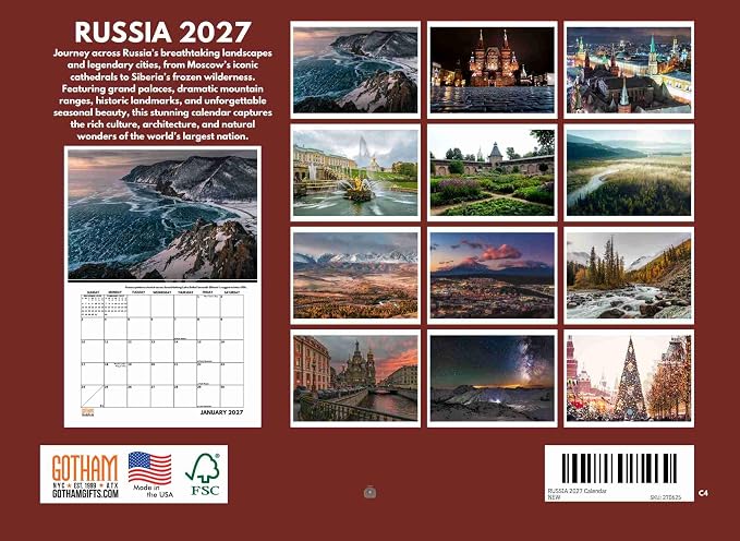 Russia Calendar 2027 Monthly Wall Calender 12 Month