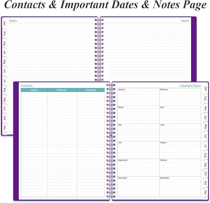Daily Planner 2026 Full Page Per Day- 2026 Daily & Monthly Planner from January 2026 to December 2026, Day Planner 2026 with 12 Months Tabs, 8.5" x 11", Purple