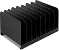 Suzile Metal Desktop File Organizer, 8 Compartments, Vertical File Sorter, Black, 11.02 W x 14.96 L x 6.30 H, Office, Reception Areas, Workspace(Rectangle)