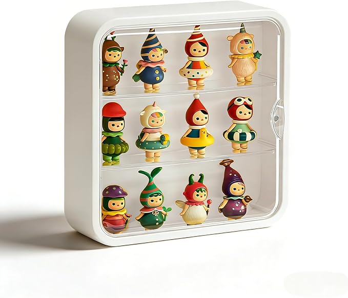 Wall Mount Display Case for Figures - Space Saving & Adjustable Acrylic Storage Box with Magnetic Door, Dustproof & Moisture Proof for Lego Pop Mart Action Figures