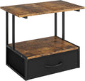 Masupu Printer Stand for Desk, Printer Table with Fabric Storage Drawer, 2 Tier Desktop Shelf, Multi-Purpose Desk Organizer for Home Office, 3D Printer, Fax Machine, Scanner, Rustic Brown