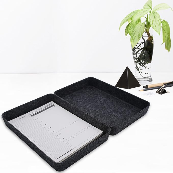 2pc Office desk drawer organizer tray documents Storage bin Charcoal