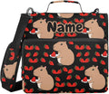 Custom Capybara Strawberry Black 3 Ring Binder Bag 1.5 inch Personalized Name Binder Organizer 500 Sheet Documents Storage for School Office