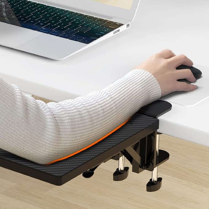 Desk Arm Rest Table Extender Wrist Forearm Elbow Support Computer Desk Extension Collapsible for Square Tabletop - Carbon Fiber 9.45" x 7.87"