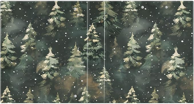Winter Green Christmas Tree 3 Ring Binder with 2 Interior Pockets 1.5 inch Binders 3 Ring Heavy Duty Fit 8.5" x 11" Letter Size for Office School, 2 Pack