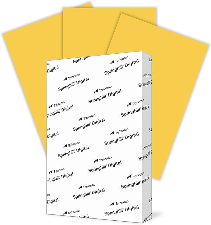 Springhill 8.5” x 11” Goldenrod Yellow Colored Cardstock Paper, 67lb Vellum Bristol, 147gsm, 250 Sheets (1 Ream) – Premium Lightweight Cardstock, Vellum Printer Paper with Textured Finish – 086008R