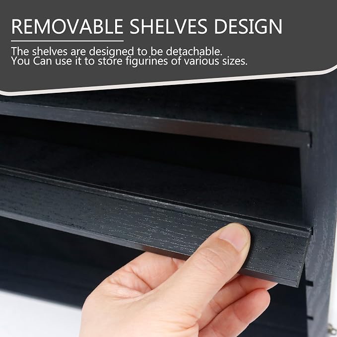 18*24 Large Black Shadow Box Frame with Removable Shelves,Shadow Boxes Display Cases for Small collectables，Deep Memory Box Display Case Trinket Shelf for Collection，Coins，Miniatures Figures