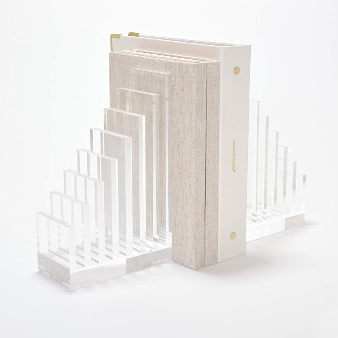 russell+hazel Acrylic Collator + Bookend | Sorts folders, mail & documents while propping up your books. Clear hard cast acrylic with eight dividers & polished edges.
