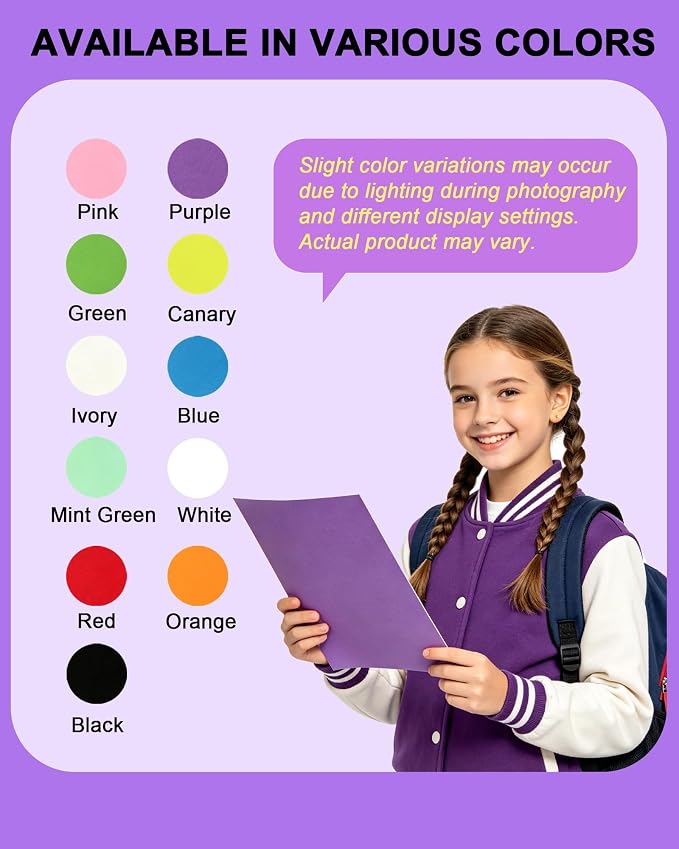 Veritas Purple Colored Cardstock, 8.5" x 11" Colored Card Stock, 110LB/199GSM Printer Paper, 100 Sheets, Colored Multi-Purpose Purple Paper, Made in USA