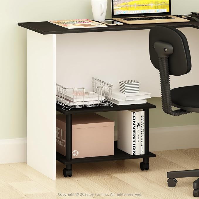 Furinno Econ Home Office Under Desk CPU and Printer Stand with Wheels, Espresso/Black