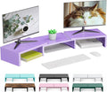 Dual Monitor Stand Riser | Monitor Stand for Desk, Metal Computer Stand, Desk Shelf Riser,Desktop Organizer for Home and Office Use (Purple)