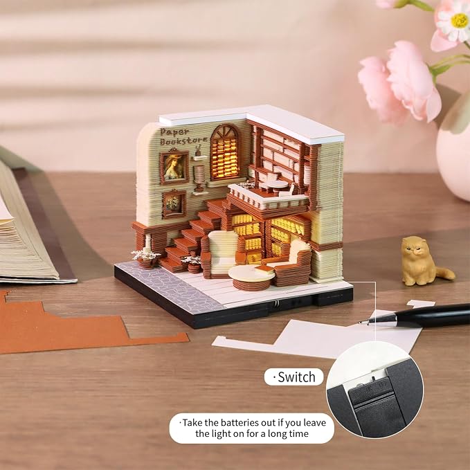 3D Time Piece Calendar, 2027 Desk Calendar With LED Light, 3d Tree Memo Pad Creative Desk Calendar, Christmas Gift for Colleague Friend, Desktop Decoration(Bookstore)