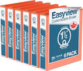 Easyview Premium 3-Ring Binders with Clear-View Covers and Round Rings, Binders for School or Office, 1.5 Inch, Pack of 6, Orange