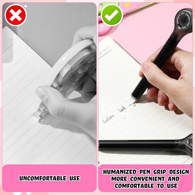 Gersoniel 10 Pack Correction Tape Pen for School Office,Black Color
