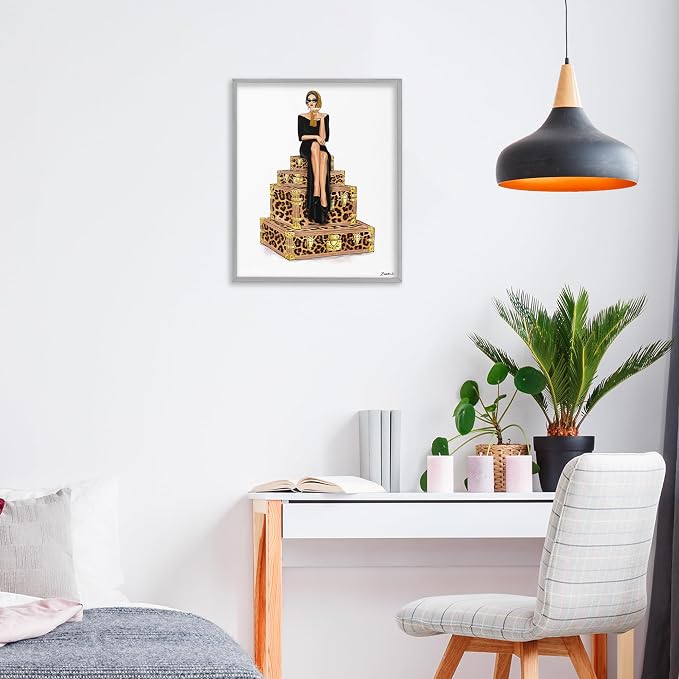 Stylish Gal Suitcases Travel Glam, 11 x 14 Inch Framed Giclée Print | Stupell Industries · By Ziwei Li · Ready to hang · Great for dorms and bedrooms · Made in USA