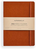 myPAPERCLIP 2026 Weekly & Monthly Planner, 12 Months (Jan2026 - Dec2026), A5 (5.6 in x 8 in), Italian Vegan Leather Planner with Weekly & Monthly Spreads, Yearly Overview – Tan