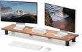 Nordik Dual Monitor Stand Riser -Hardwood Acacia Monitor Shelf (42x10.5 in) | Premium Handmade Acacia Wood Monitor Stand - Easy to Assemble Monitor Riser - Double Monitor Riser with Storage Organizer