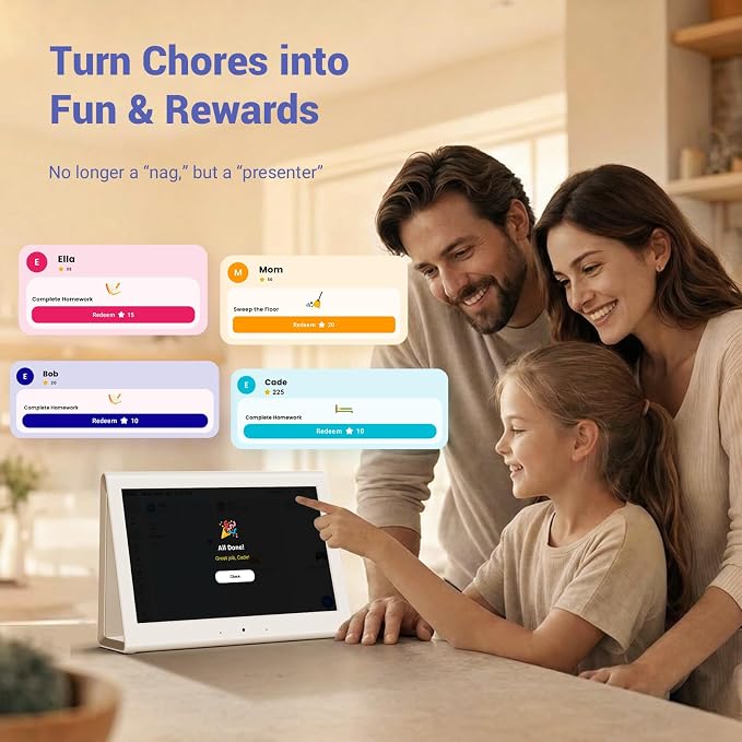 2026 New Upgraded Smart Digital Calendar, Family Planner No Subscription | Wall Planner WiFi Sync Color-Coded Family Schedule, Chore Chart & Meal Plan, HD Interactive Touchscreen Smart Calendar