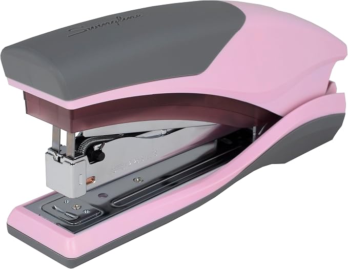 Swingline Stapler, 25 Sheet Capacity, Optima 25, Jam Free, Reduced Effort, Soft Grip, Pink/Gray (66401)