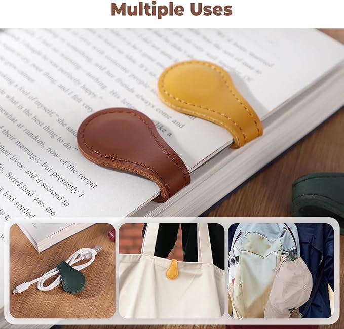 Personalized Magnetic Leather Bookmark, 26 Letters Custom Leather Bookmarks, Handmade, Leather Magnetic Bookmark for Book Lovers Readers Women Kid(Red，R）