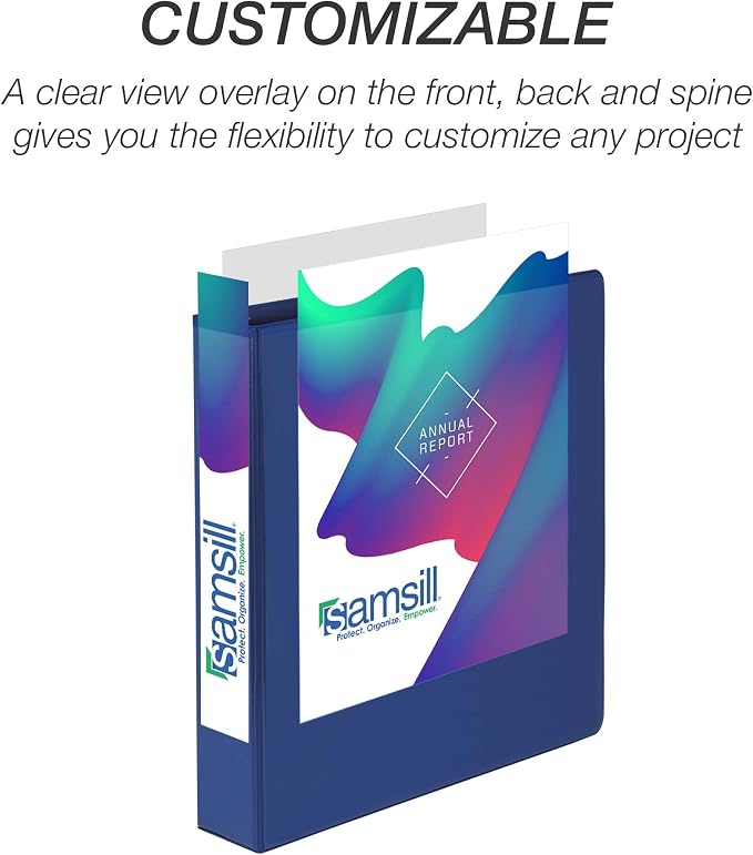 Samsill Durable 1.5 inch 3 Ring Binder, D Ring Binder, 100% Recycled Chipboard, Blue