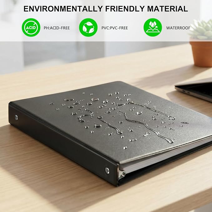 Customizable Round Ring Binder, 1 Inch 3 Ring Binder, Minimalist PVC-Free Binder with Clear View Cover, Lay-Flat Design for Everyday Document Organization at Home, School & Office