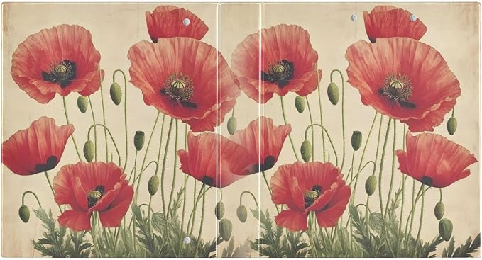 3 Ring Binder Red Poppy Flowers Vintage Poppies Floral 1.5 inch Binders Three Ring Binders with Clipboard Fit 8.5'' x 11'' Paper 3 Interior PVC Clear Pockets for Office Supplies