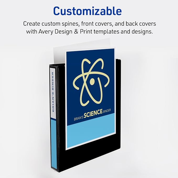 Avery Heavy-Duty View 3 Ring Binders, 1", 4 Assorted Dark Binders | For Heavy School, Home and Office Use, DuraHinge Tear-Resistant Spine, DuraEdge Split-Resistant Sides, Interior Pockets