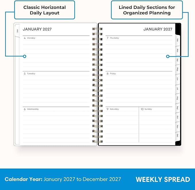 Blue Sky 2027 Weekly & Monthly Planner Calendar, 5"x8", Baccara Dark