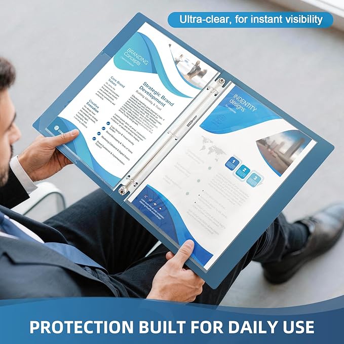100 Pack Sheet Protectors, Top Loading Reinforced 3-Hole Page | Protectors for 3-Ring Binders, Fits Standard 8.5" x 11" Letter Size Paper, Perfect for Documents & Photos, Office Supplies