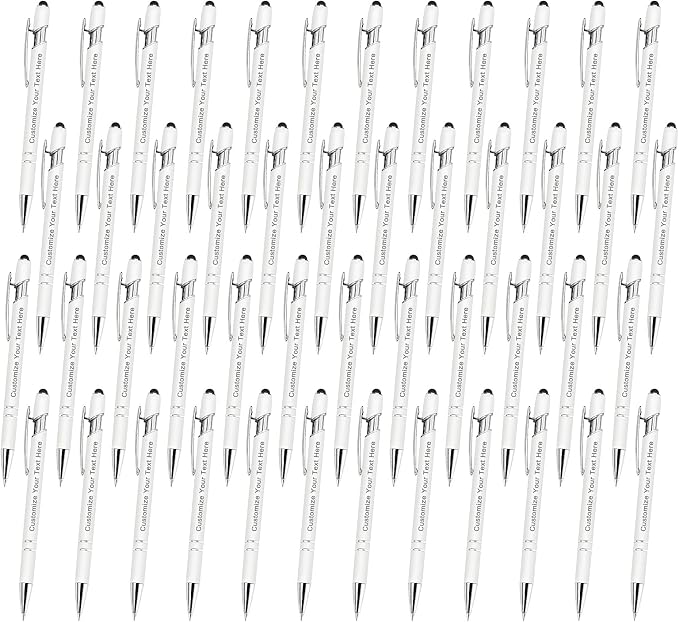 Qingxily Custom Pens Bulk - Up to 300 Personalized Stylus Ballpoint Pens With Free Engraving - Customized With Your Name, Text, Message for Business, Graduation, Anniversaries - Colorful 48 Pcs