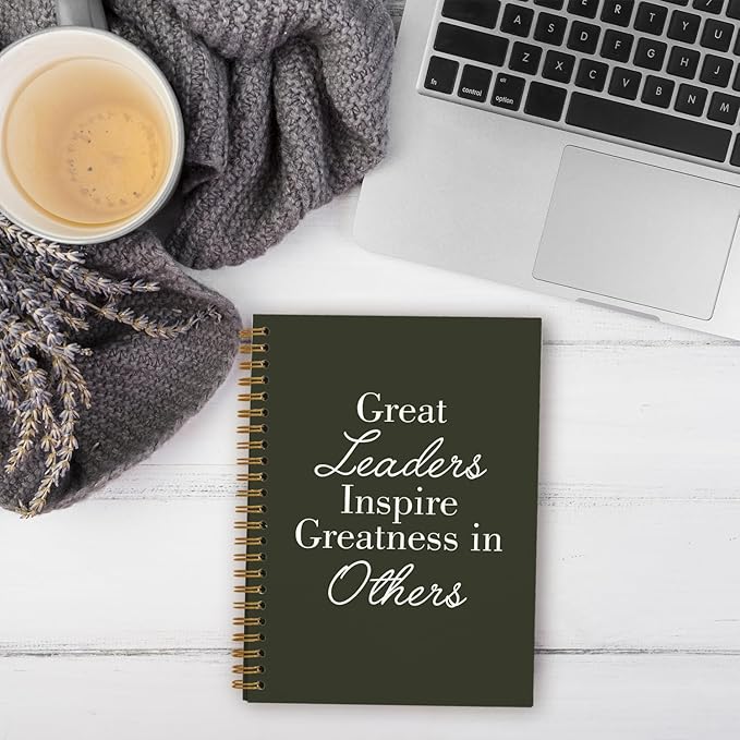 OXW Leadership Gifts Notebook Journal, Leader Gifts for Women Men, Meeting Notebook for Work, Thank You Gifts for Leader Boss Mentor Supervisor, Olive Green Spiral Notebook 5.5 x 8.3