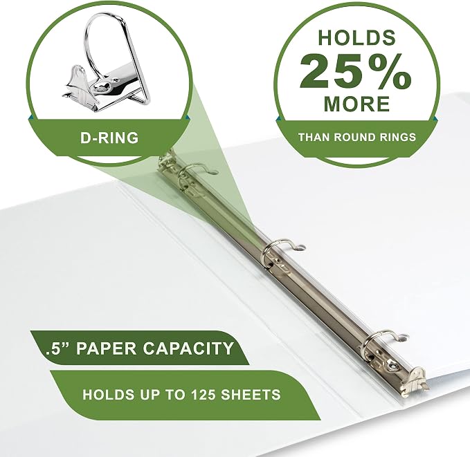 Samsill Plant-Based 0.5 Inch Durable D-Ring, View Binder, Eco-Friendly, USDA Certified Biobased, 4 Pack, Boho Assortment