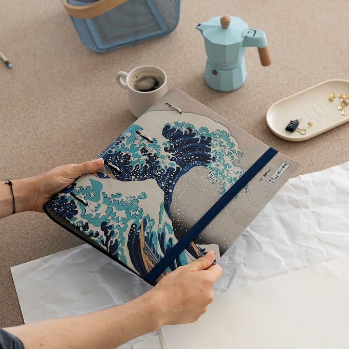 Grupo Erik 4 Ring Binder A4 - Hokusai The Great Wave Off Kanagawa | 10.6 x 12.6 inches - 27 x 32 cm - A4 Ring Binder Folder, Document Folder | Cute Stationery Gifts