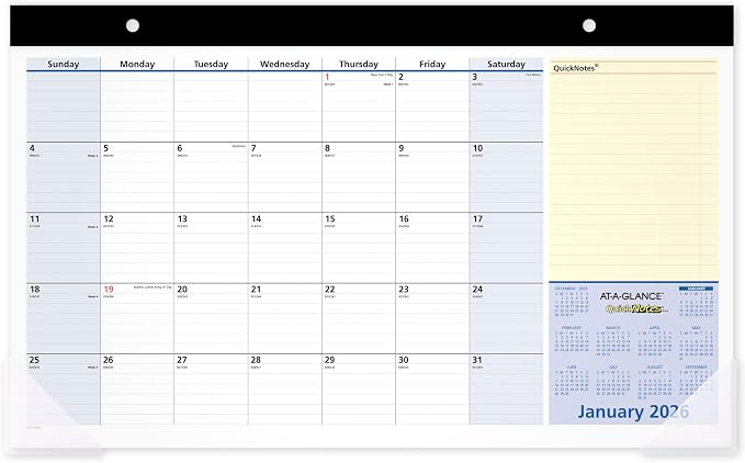 AT-A-GLANCE 2026 Desk Calendar, Monthly Desk Pad, 18" x 11", Compact, QuickNotes (SK7100026)