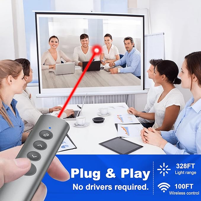 Rechargeable Hyperlink Presentation Clickers for PowerPoint, USB-C/A Presentations Power Point Remote Clicker, Wireless Presenter Remote for Computer/Mac/PPT/Google Slide Advancer