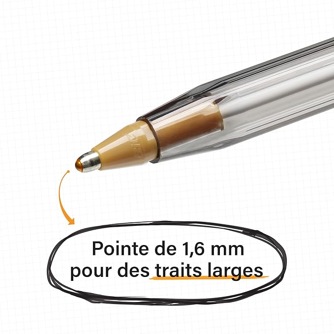 BIC Cristal Multicolour Ballpoint Pens With Wide Tip (1.6mm) Pens For Colourful Writing In Assorted Colours, Pack Of 15
