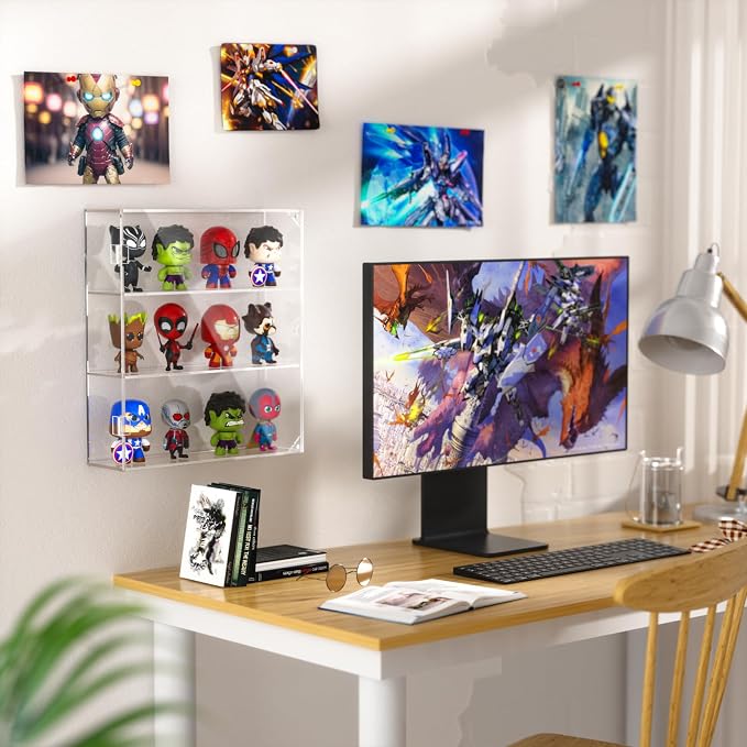 AITEE 3 Tiers Acrylic Display Case for Mini Funko Pop on Wall or Desktop | 11.8"Lx3.4"Wx13.3"H, dustproof, 3 tiers, wall mounted or desktop, showcases mini figures toys stones rocks Amiibo