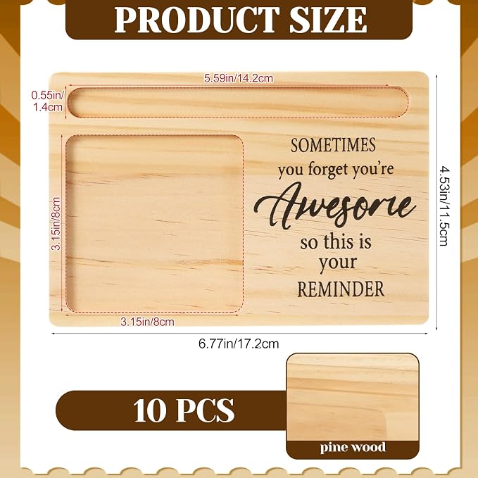 10 Pcs Back to School Teacher Appreciation Gifts Bulk Wooden Sticky Note Holder Motivational Thank Your Gift Inspirational Sticky Notes for Teacher Back to School (Awesome)