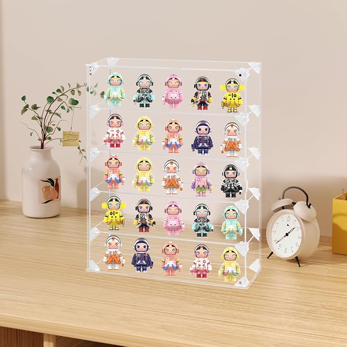 Acrylic Display Case, 5 Tier Clear Display Case for Mini Funko Pop Figures, Wall Mounted or Desktop Dustproof Display Cabinet Box for Collectibles Mini Toys Figurines Models Dolls (12.4x4x16.5 inch)