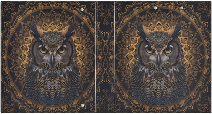 3 Ring Binder Bohemian Ethnic Owl 1.5 Inch Three Ring Binder | Cute Binder with 3 Storage Pockets for Women School Office Supplies